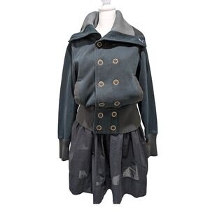 Puma Womens Black Double Breasted Pea Coat Style Fleece Jacket Size M